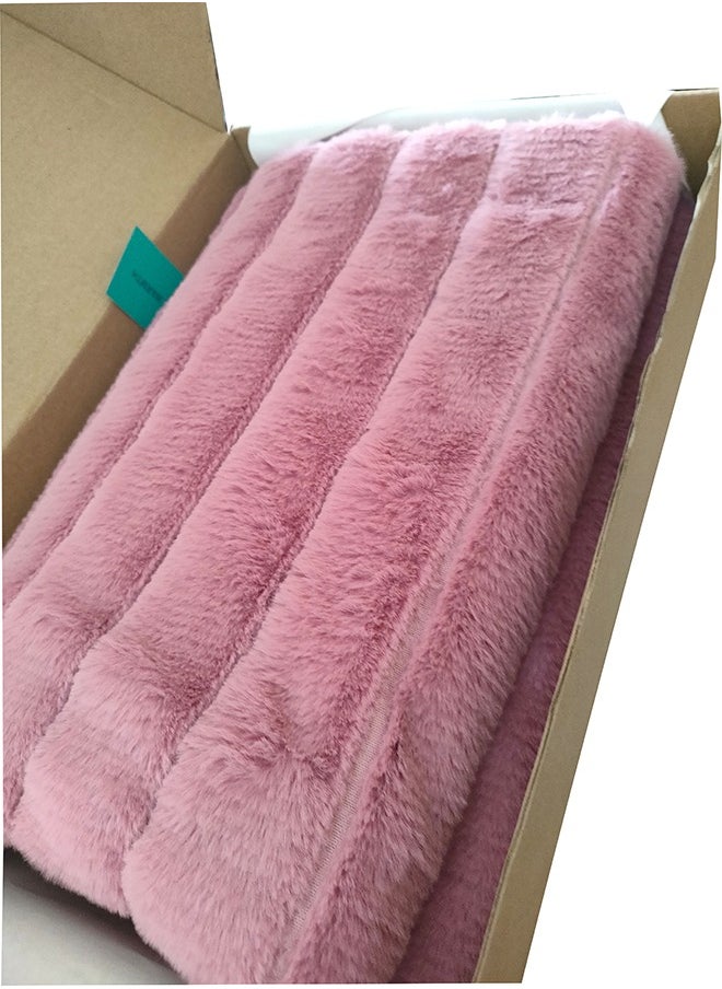 PACHA HOME 130x170 Double Layer Faux Fur Shawl, Perfect Match for Cold Days on the Couch - Color: Cashmere  - Image 4
