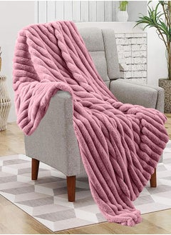 PACHA HOME 130x170 Double Layer Faux Fur Shawl, Perfect Match for Cold Days on the Couch - Color: Cashmere  - Image 1
