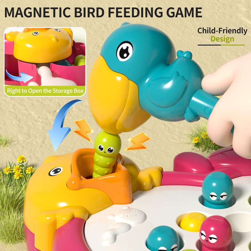 PANITU Magnetic Bird Feeding Game Woodpecker Worm Toy Montessori Fine Motor Skills Toddler Toy Age 2-4 Sensory Toys for Toddlers 3-5 Educational Learning Toys 2 Year Old Boy and Girl Gifts - Image 4