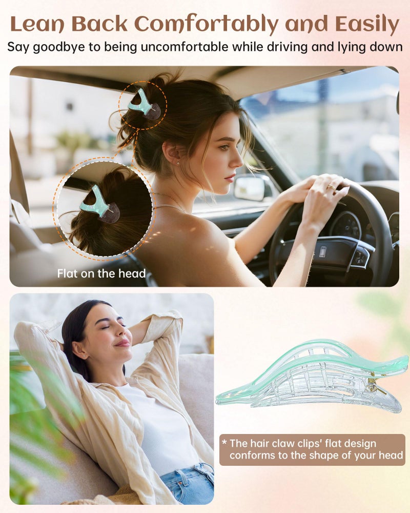 Mesovor 4 Pack French Flat Hair Clips, 4.72" Nonslip Large Duckbill Lay Flat Hair Claw Clips | Side Slide Volume Flat Hairclips for Lying Down, Yoga, Driving (Mermaid Colorful) - Image 3