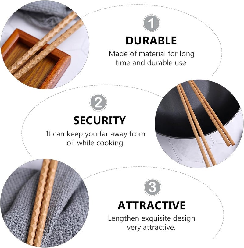 Lurrose Wooden Long Cooking Chopsticks 42cm, 2 Pairs Extended Hot Pot and Frying Noodle Sticks for Home and Restaurant Use - Image 1