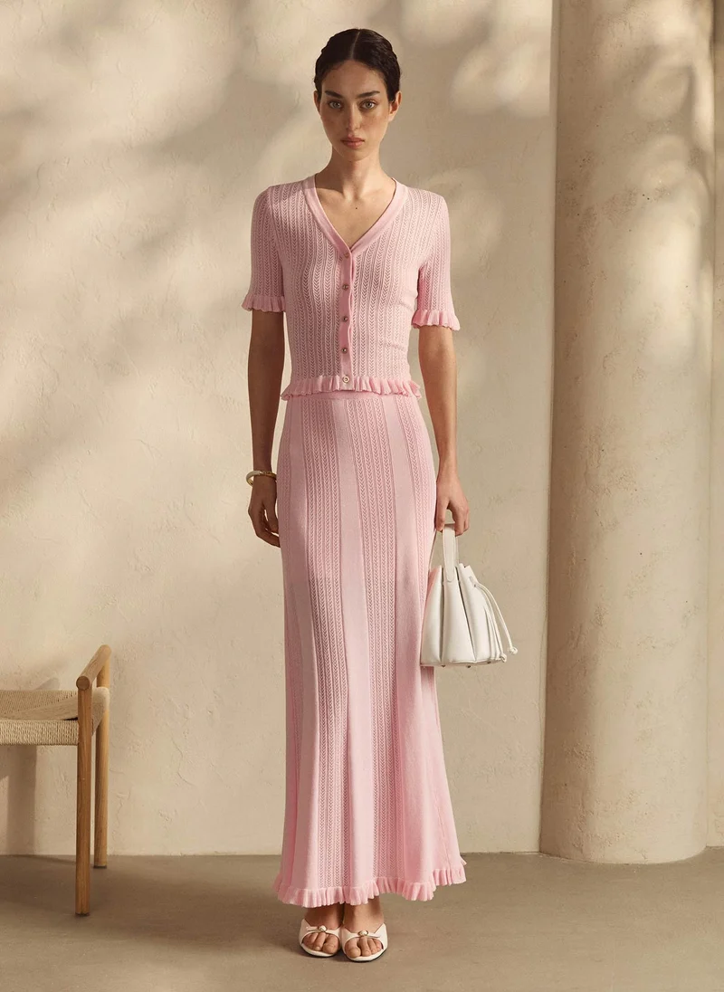 Lichi Openwork jersey maxi skirt