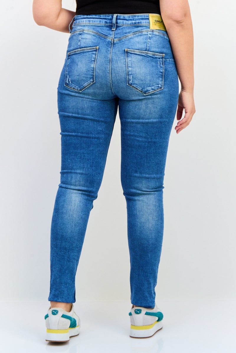 ONLY Women Skinny Fit High Waist Rip Stretchable Denim, Blue - Image 3