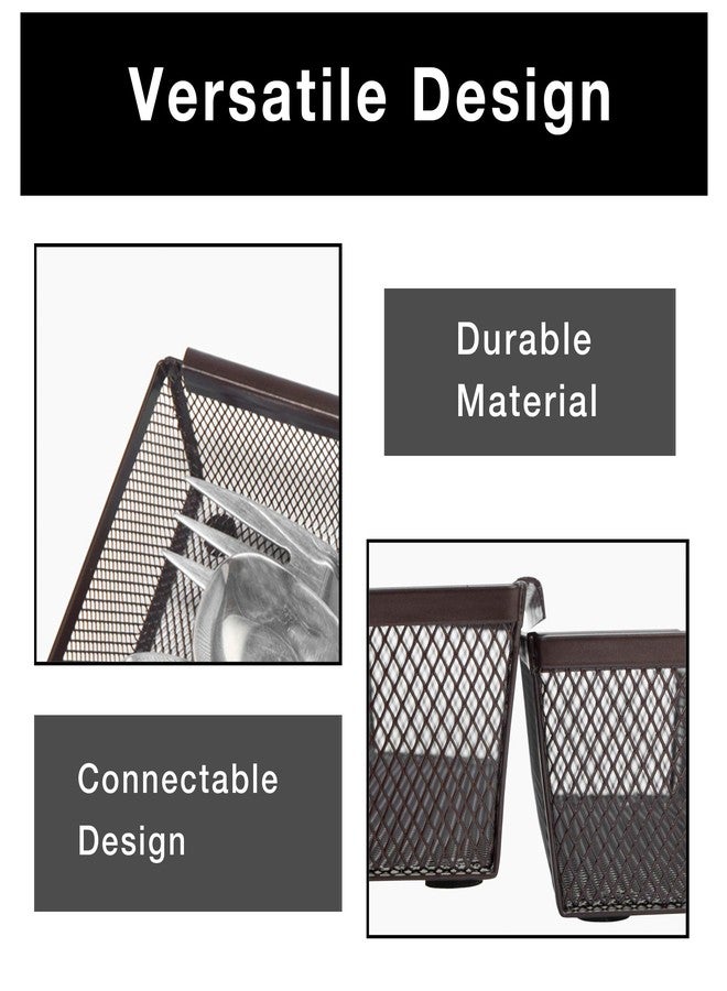 Smart Design Drawer Organizer - Steel Metal Mesh - Set of 6 (9 x 3 Inch, 6-Pack, Bronze) - Image 4
