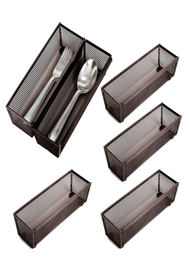 Smart Design Drawer Organizer - Steel Metal Mesh - Set of 6 (9 x 3 Inch, 6-Pack, Bronze) - Image 1