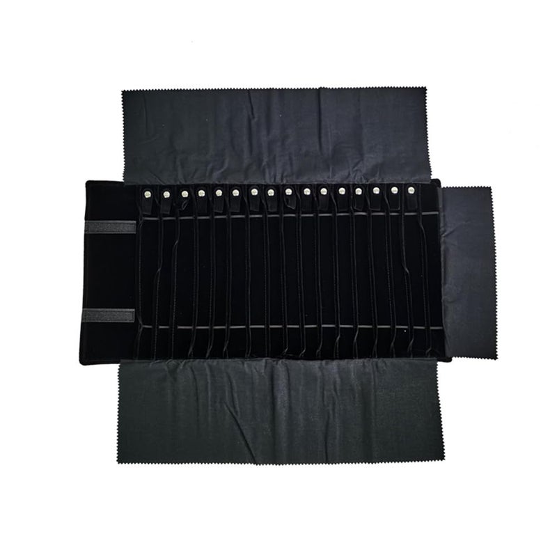 SCIKHEFT Portable Jewelry Roll Untangled Secure Necklace Travel Storage Bag Displays Holder 16 Chain (Black) - Image 4