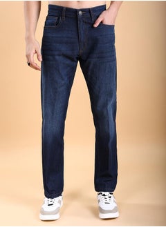 HIGHLANDER Mid-Rise Straight Fit Stretchy Faded Jeans by Styli  - Image 1