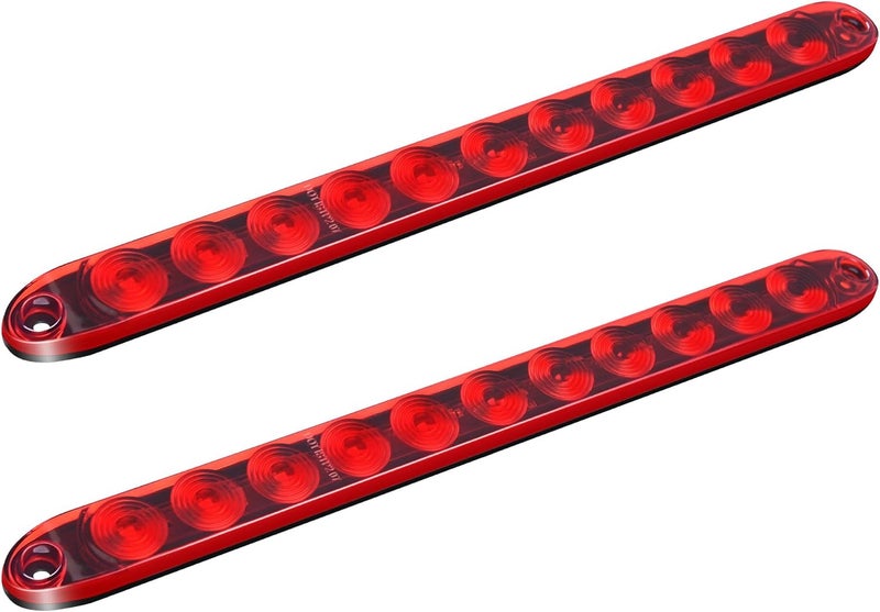 MICTUNING 2PCS 16 inches 11 LED Red Trailer Light Bar - Waterproof Sealed Park Turn Signal Light Tail Brake Stop Bar Truck Trailer Marker ID Bar - Image 1