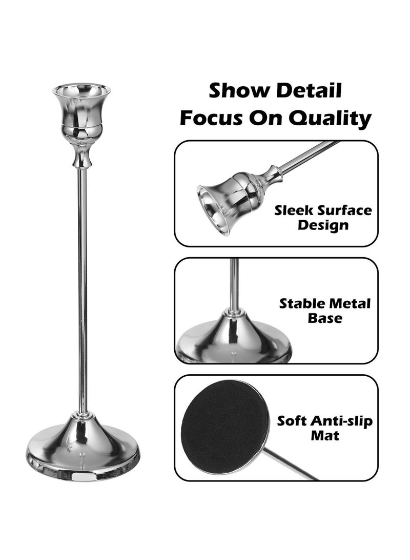 Set of 3 Sliver Metal Candle Holders/Candlestick Holders for Taper Candles Decorative Candlestick With Anti-Slip Base Holders for Wedding, Dinning - Image 5