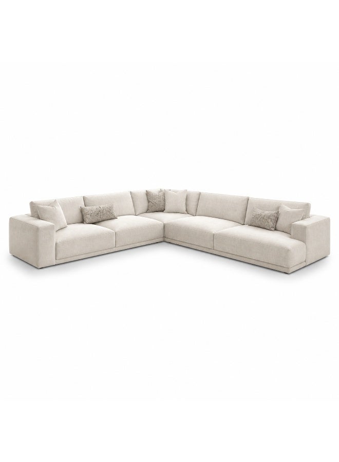 Malazhouse Swedish Wood and Linen Fabric L-Shape Sofas - Beige - Image 4