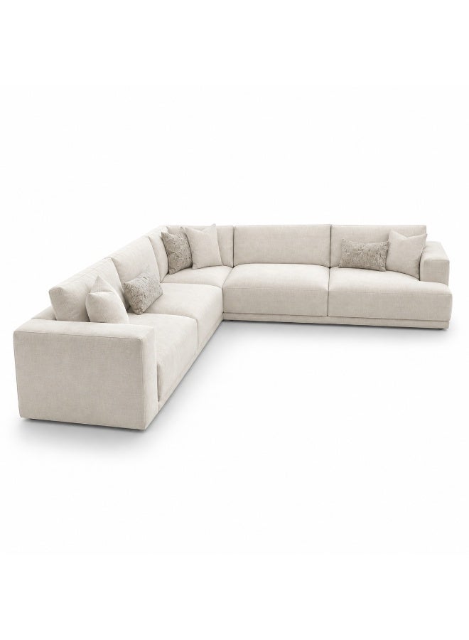 Malazhouse Swedish Wood and Linen Fabric L-Shape Sofas - Beige - Image 3