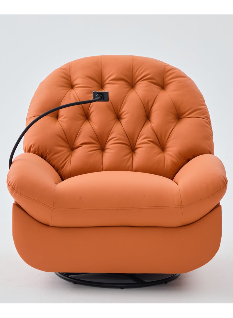 MAISON GALLERY Standard Recliner,rocker chair, Single Recliner Sofa ,360° Rotation ,30° Recline Swing ,Premium Leather , Lazy Sofa Chair , Sofa Couch Bed,Modern Accent Chair Reading Chair Sofa Chairs (orange color) - Image 2