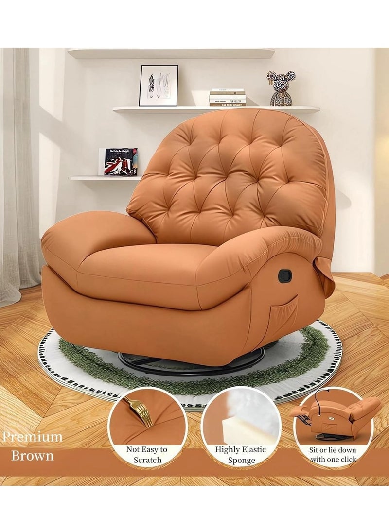 MAISON GALLERY Standard Recliner,rocker chair, Single Recliner Sofa ,360° Rotation ,30° Recline Swing ,Premium Leather , Lazy Sofa Chair , Sofa Couch Bed,Modern Accent Chair Reading Chair Sofa Chairs (orange color) - Image 5