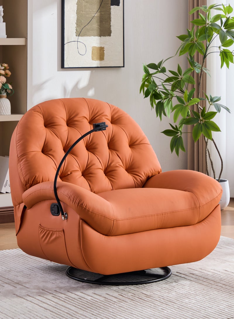 MAISON GALLERY Standard Recliner,rocker chair, Single Recliner Sofa ,360° Rotation ,30° Recline Swing ,Premium Leather , Lazy Sofa Chair , Sofa Couch Bed,Modern Accent Chair Reading Chair Sofa Chairs (orange color) - Image 1