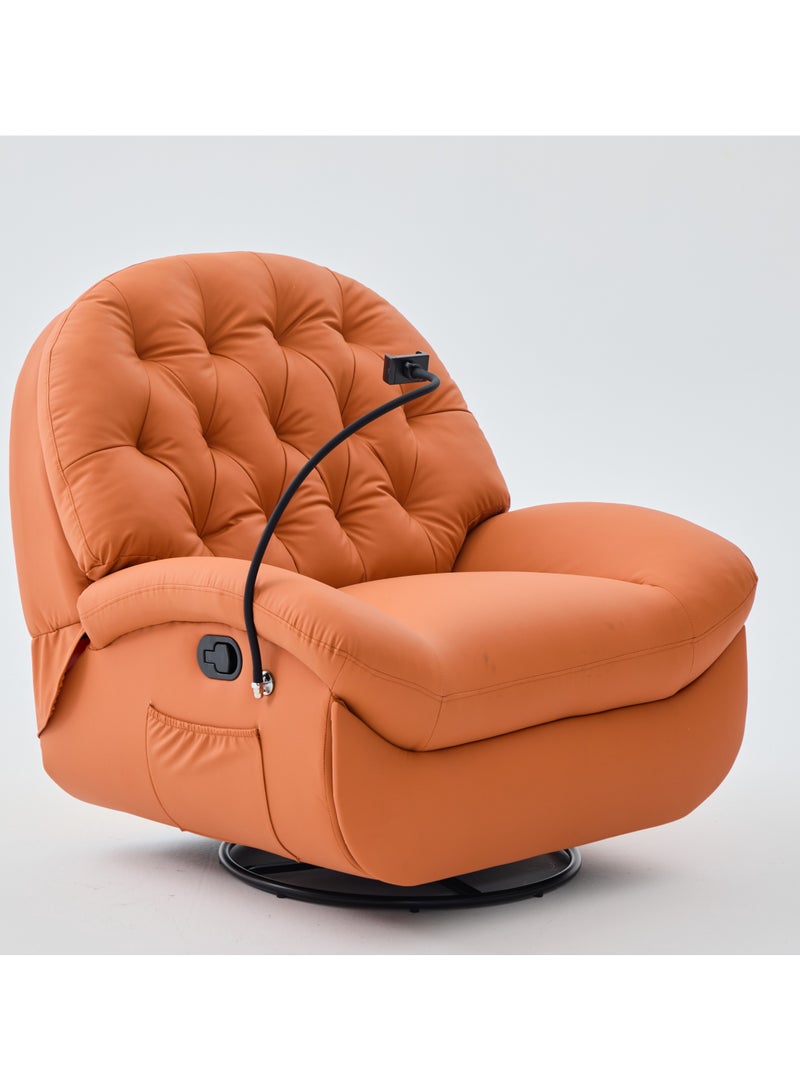 MAISON GALLERY Standard Recliner,rocker chair, Single Recliner Sofa ,360° Rotation ,30° Recline Swing ,Premium Leather , Lazy Sofa Chair , Sofa Couch Bed,Modern Accent Chair Reading Chair Sofa Chairs (orange color) - Image 3