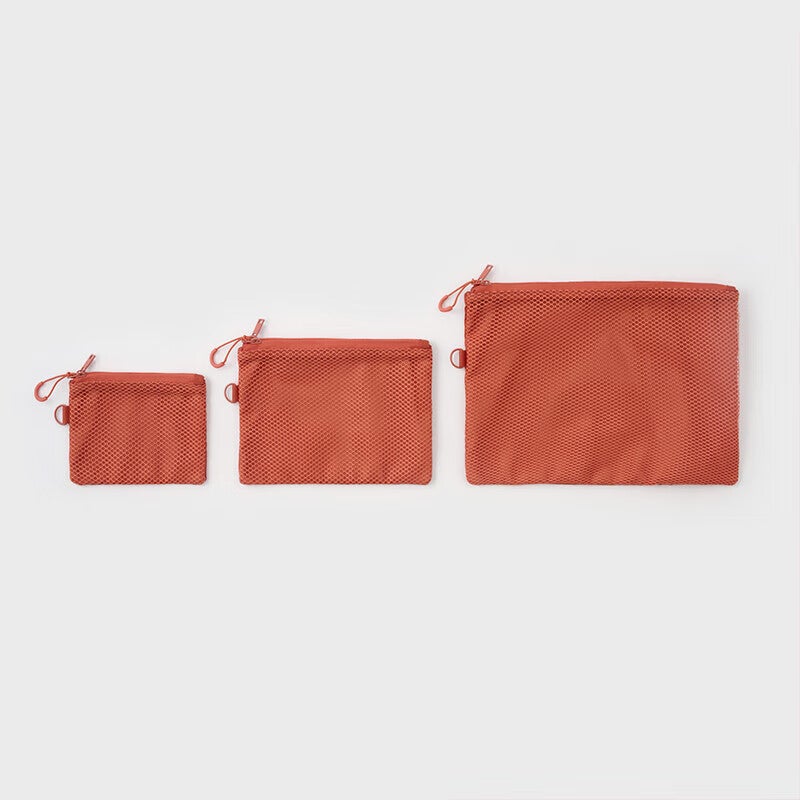 JD Jing Zao MUJI Recycled Polyester Fiber, Double Zipper Bag, Travel Bag, Orange, Size S - Image 4