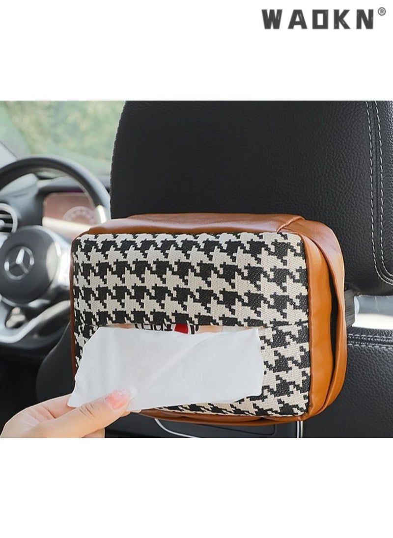 WAOKN Stylish Car Tissue Box, Premium Leather Car Napkin Holder, Sun Visor Hanging Bag for Easy Access, Elegant Vehicle Paper Towel Dispenser, Universal Fit for Cars, Durable Design  - Image 5
