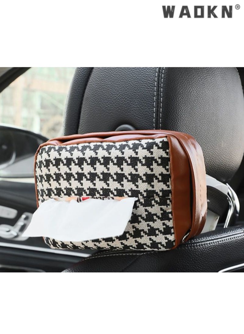 WAOKN Stylish Car Tissue Box, Premium Leather Car Napkin Holder, Sun Visor Hanging Bag for Easy Access, Elegant Vehicle Paper Towel Dispenser, Universal Fit for Cars, Durable Design  - Image 3