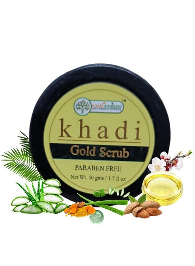 KHADI RISHIKESH Herbal Gold Face Scrub for Tan Removal | Reduce Blackhead & Whitehead Suitable for All Skin Types | Skin Lightening & Exfoliating Scrub for Women and Men | Paraben-Free, 50g