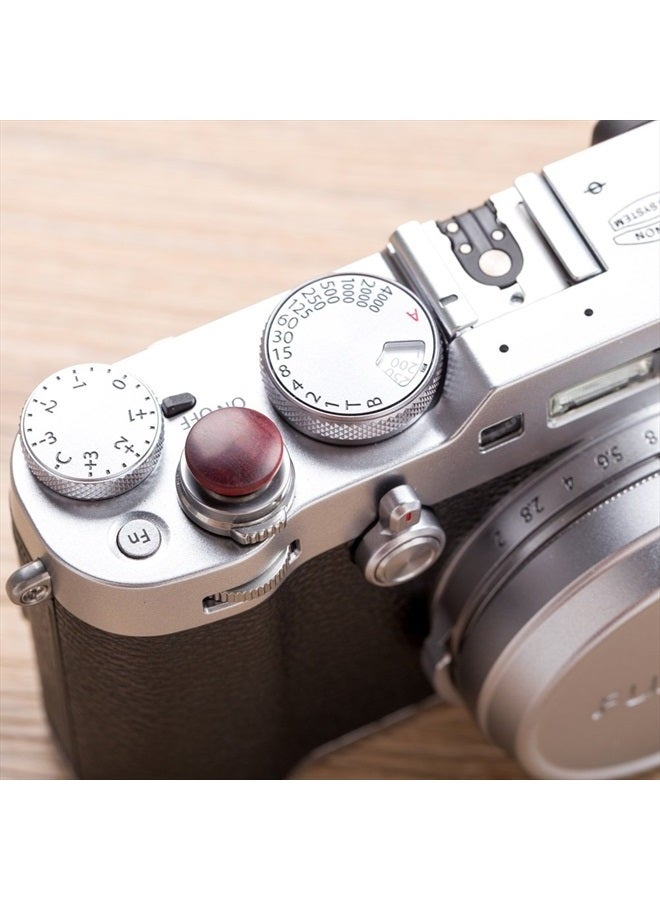 VKO Wood Soft Shutter Release Button Compatible with Fujifilm X-T30 X-T3 X100F X-T20 X-E3 X-PRO2 X30 X100T X100S X-T4 Pen-F M7 M8 M9 M10 Camera 12mm Convex Surface Red 1 PCS (Wood Grain Random) - Image 5