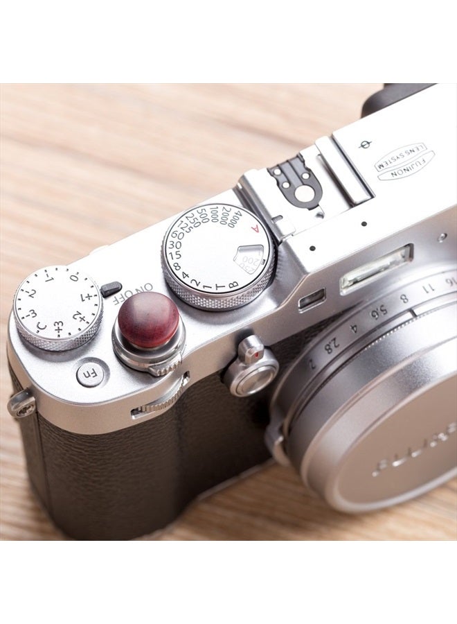VKO Wood Soft Shutter Release Button Compatible with Fujifilm X-T30 X-T3 X100F X-T20 X-E3 X-PRO2 X30 X100T X100S X-T4 Pen-F M7 M8 M9 M10 Camera 12mm Convex Surface Red 1 PCS (Wood Grain Random) - Image 2