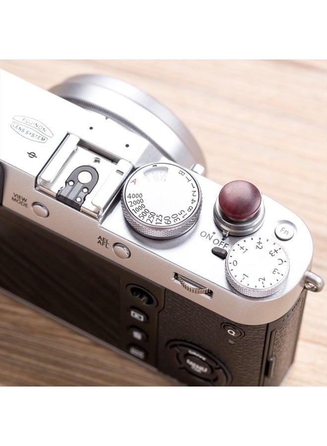 VKO Wood Soft Shutter Release Button Compatible with Fujifilm X-T30 X-T3 X100F X-T20 X-E3 X-PRO2 X30 X100T X100S X-T4 Pen-F M7 M8 M9 M10 Camera 12mm Convex Surface Red 1 PCS (Wood Grain Random) - Image 4