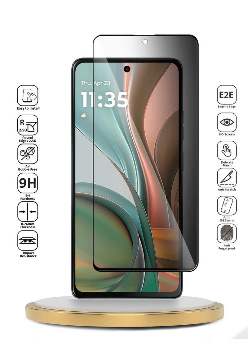 Wtech Motorola Moto G75 5G 2024 Premium E2E Series Privacy Full Glue Full Cover Tempered Glass Screen Protector - Clear/Black - Image 2