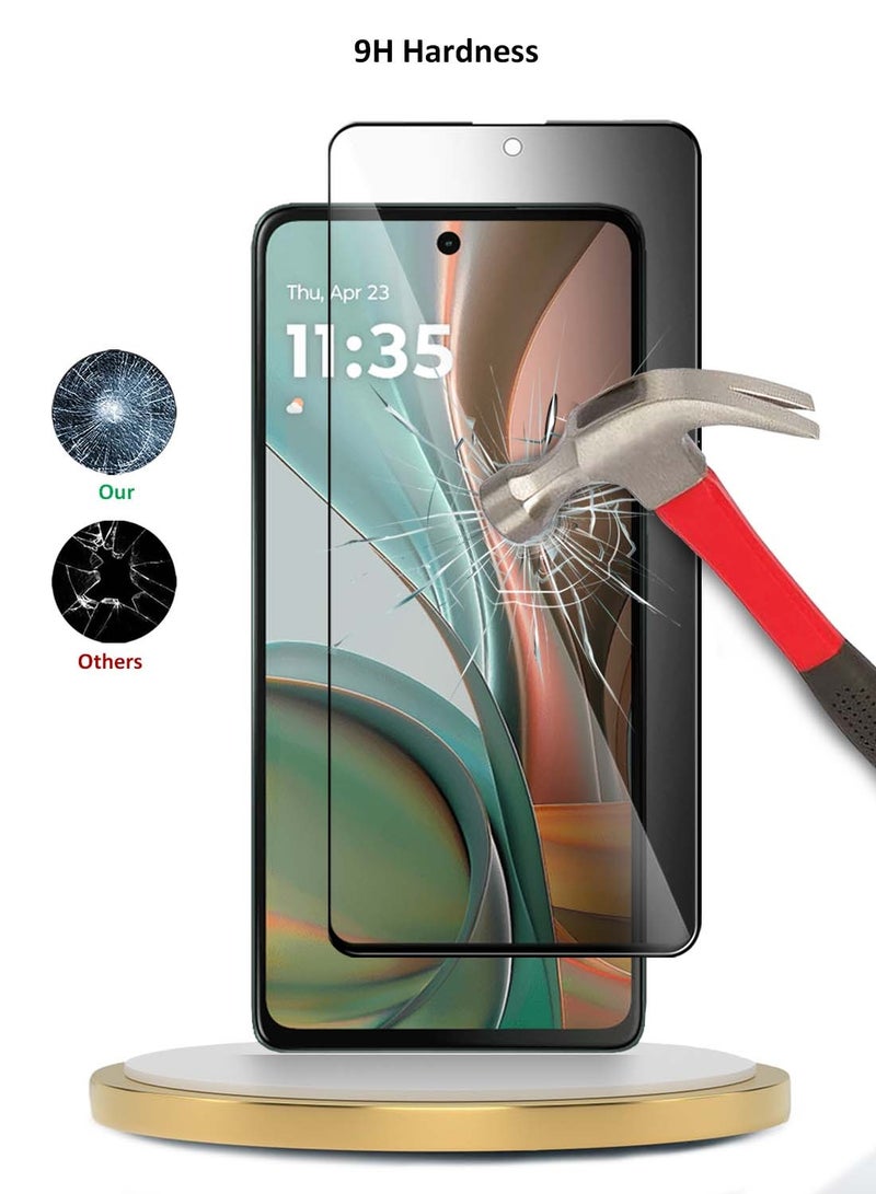 Wtech Motorola Moto G75 5G 2024 Premium E2E Series Privacy Full Glue Full Cover Tempered Glass Screen Protector - Clear/Black - Image 3