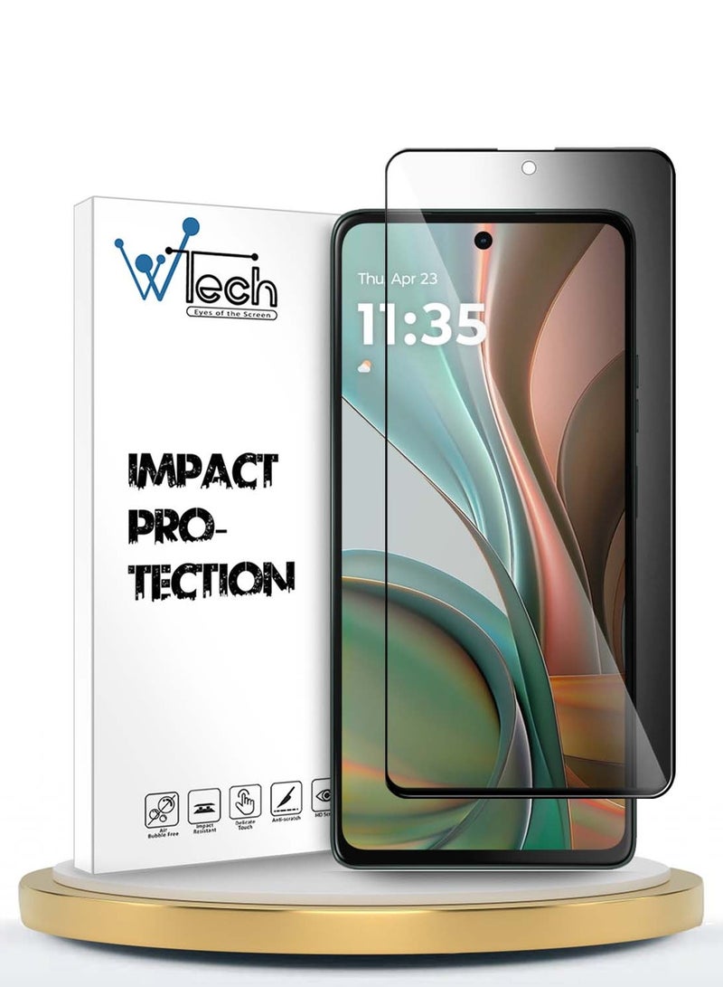 Wtech Motorola Moto G75 5G 2024 Premium E2E Series Privacy Full Glue Full Cover Tempered Glass Screen Protector - Clear/Black - Image 1