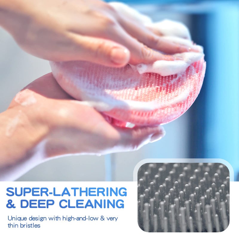 Manmihealth Silicone Back Scrubber(Thick Bristles) & Soft Bath Glove Set, Super-Exfoliating Body Scrubber & Super-Lathering Shower Brush Combination, with a Free Hook.(Gray) - Image 5