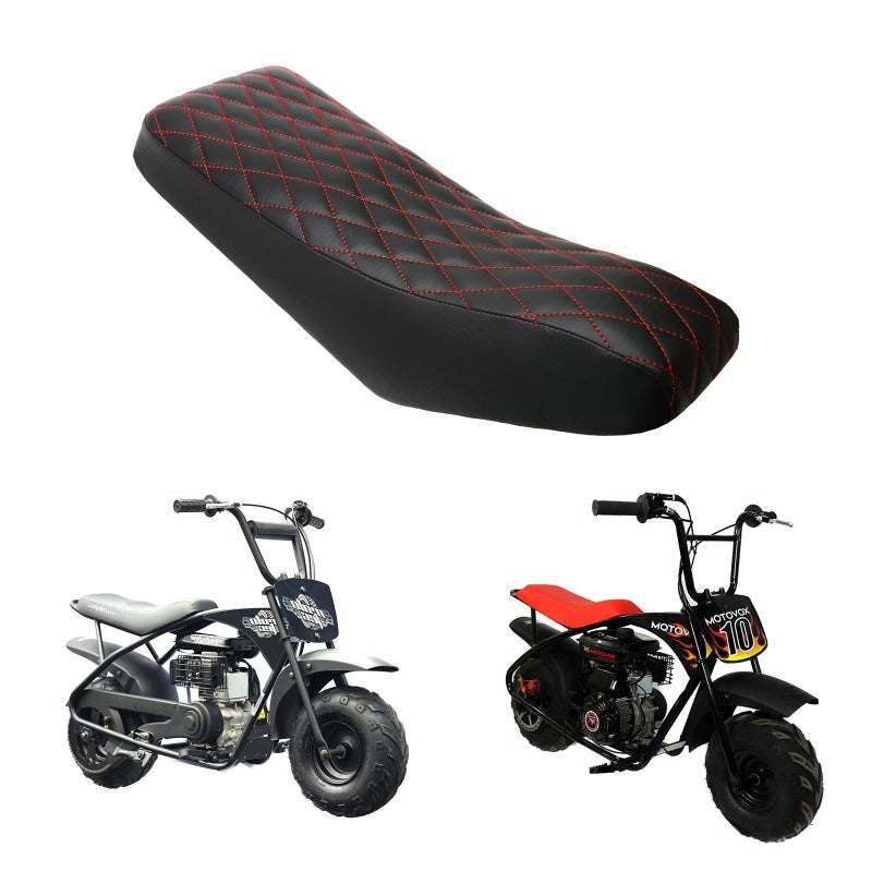 JMCHstore Diamond Stitch Retro Mini Bike Seat with Red Thread for Motovox MBX10, for Mototec 105cc Mini Bike - Image 2