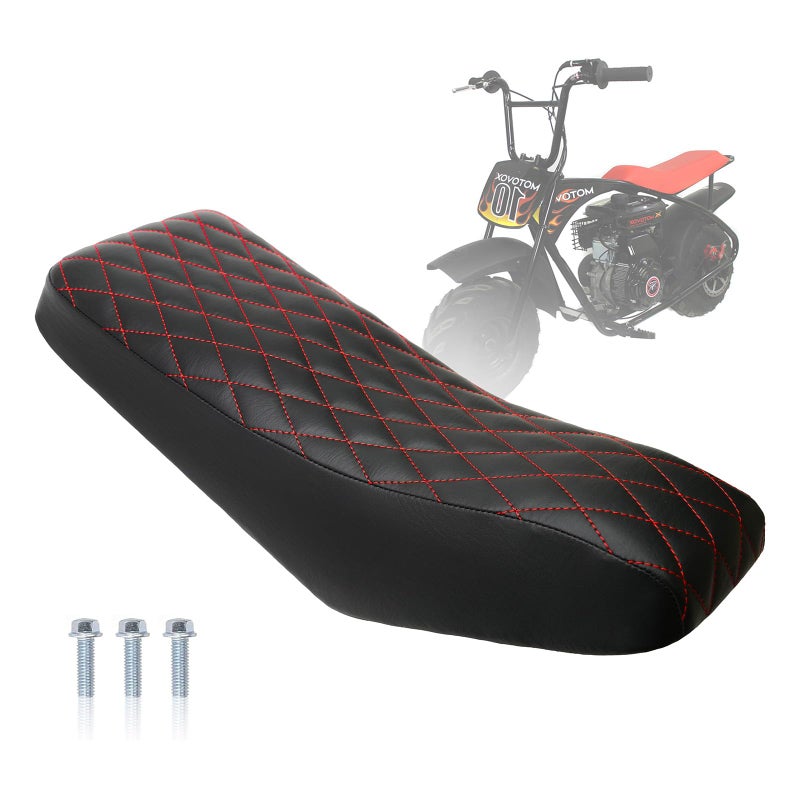 JMCHstore Diamond Stitch Retro Mini Bike Seat with Red Thread for Motovox MBX10, for Mototec 105cc Mini Bike - Image 1