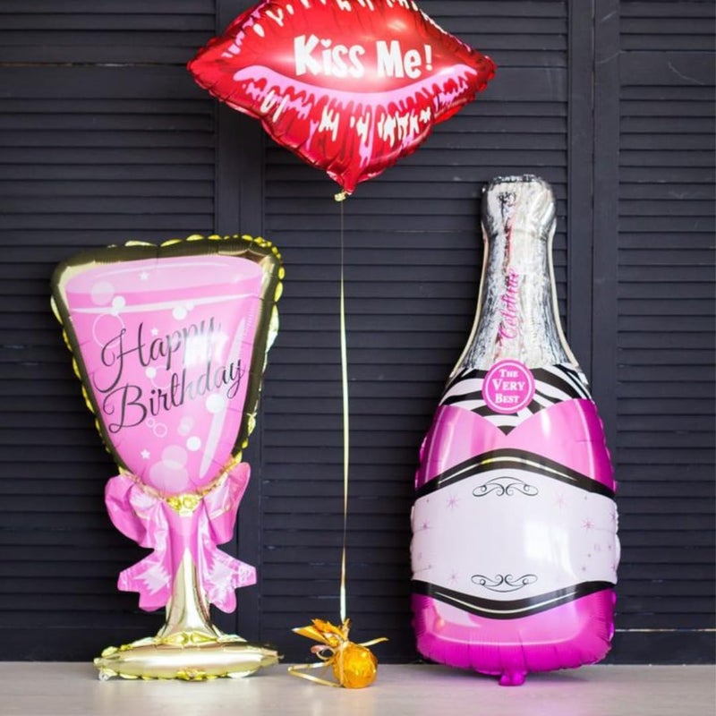 WP WANNA PARTY Wanna Party 38" Pink Champagne Bottle Mylar Foil Balloons for Birthday, Engagement, Bachelorette Party,Bridal Shower, Wedding Celebration and Anniversary Decorations - Image 5