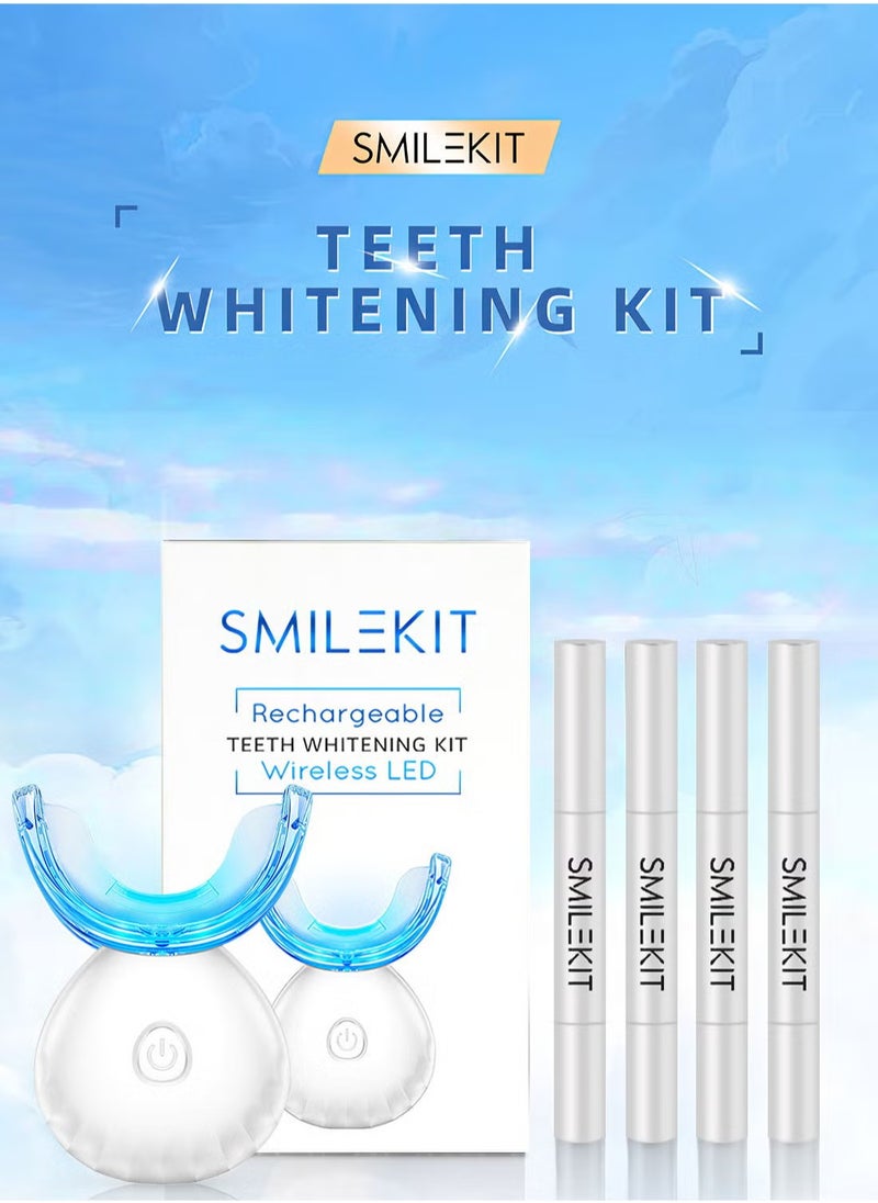 SMILEKIT Wireless Teeth Whitening Kit with 4 Teeth Whitening Gel Pen with Carbamide Peroxide Whitening Agent - 16x More Powerful LED Accelerator Light - for Sensitive Teeth Gums Braces Care Oral Care-White  - Image 3