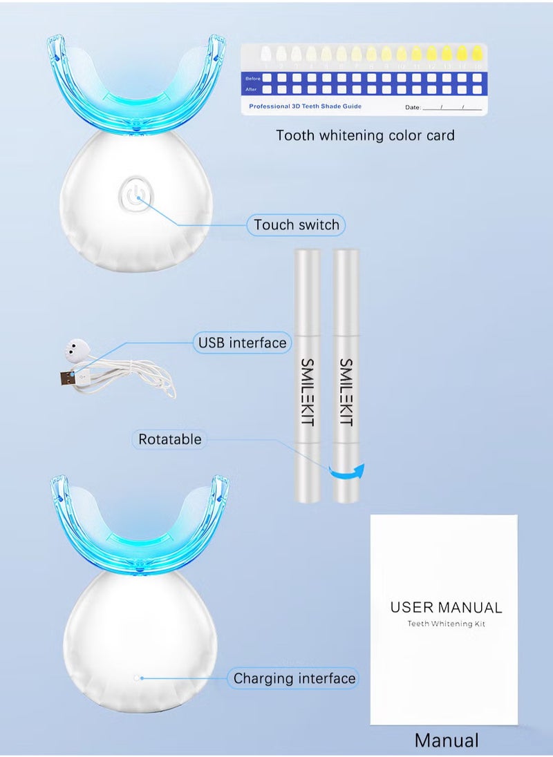 SMILEKIT Wireless Teeth Whitening Kit with 4 Teeth Whitening Gel Pen with Carbamide Peroxide Whitening Agent - 16x More Powerful LED Accelerator Light - for Sensitive Teeth Gums Braces Care Oral Care-White  - Image 5