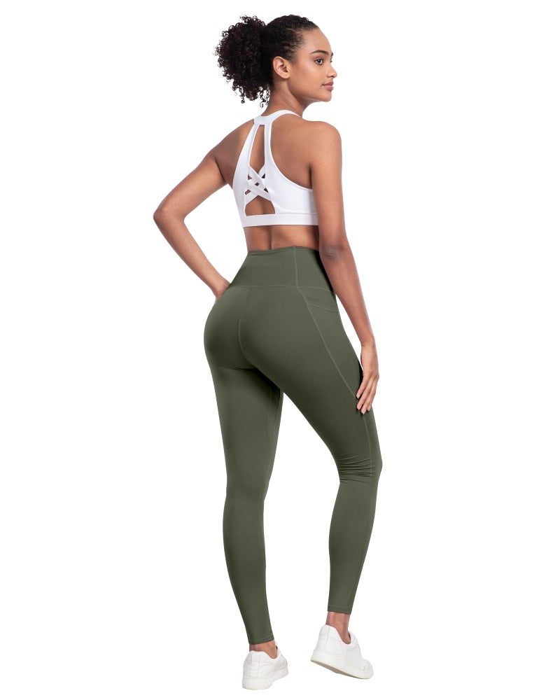 LZYVOO Leggings with Pockets for Women, 6 Packs Soft High Waisted Tummy Control Workout Yoga Pants(2BlackNavyBrownGreenCassis-XL) - Image 5