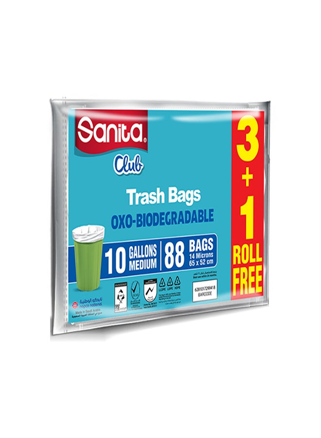 عبوة أكياس قمامة متوسطة الحجم من 88 كيساً، لون أبيض 10 جالونات