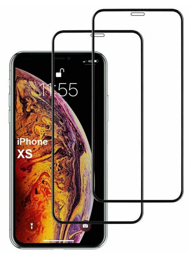 2Pack for iPhone XS and X Screen Protector Crystal Clear 9H Tempered Glass Scratch Resistant Full Coverage Film 5.8 inch - Image 1