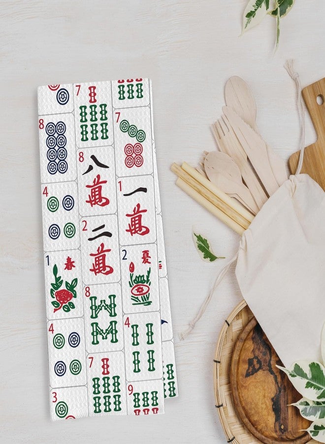 Geqtt Mahjong Gifts Dish Towels - Mahjong Decorative Waffle Weave Kitchen Towels, Hand Tea Towel for Kitchen Bathroom (16×24 Inches) - Image 3
