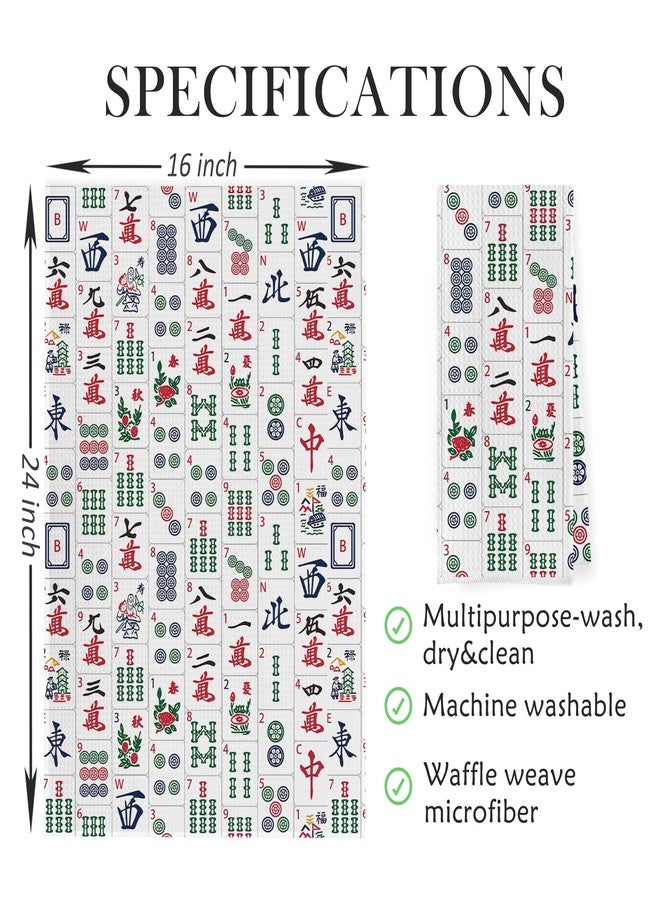 Geqtt Mahjong Gifts Dish Towels - Mahjong Decorative Waffle Weave Kitchen Towels, Hand Tea Towel for Kitchen Bathroom (16×24 Inches) - Image 5