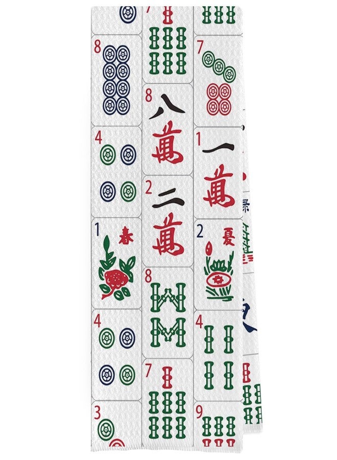 Geqtt Mahjong Gifts Dish Towels - Mahjong Decorative Waffle Weave Kitchen Towels, Hand Tea Towel for Kitchen Bathroom (16×24 Inches) - Image 1