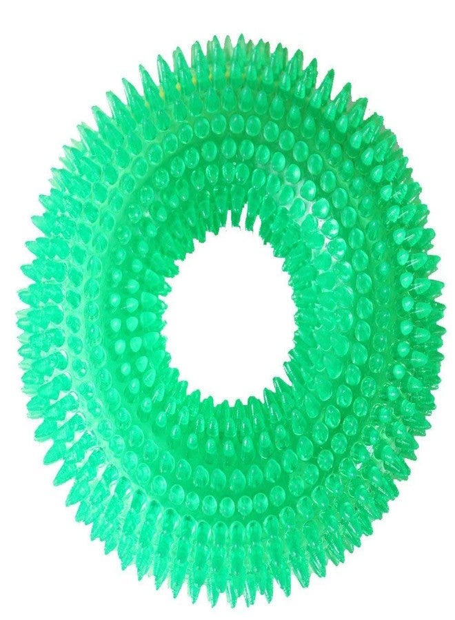 Petlicious & More Dog Squeaky Chew Toys for Aggressive Chewers Dental Teething Cleaning [Non-Toxic Soft Natural Rubber], Cute Crystal Ring Design (Green) - Image 1