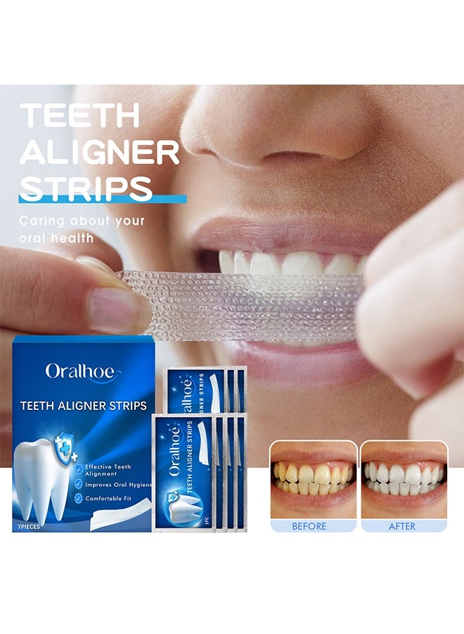 ORALHOE Teeth Aligner Strips, Teeth Whitening Strips, For Reduce Teeth Sensitive, Teeth Whitener Clean Teeth Safely, Effectively Remove Coffee, Tobacco Stains, Professional And Safe White Strips (7 Pieces) - Image 2