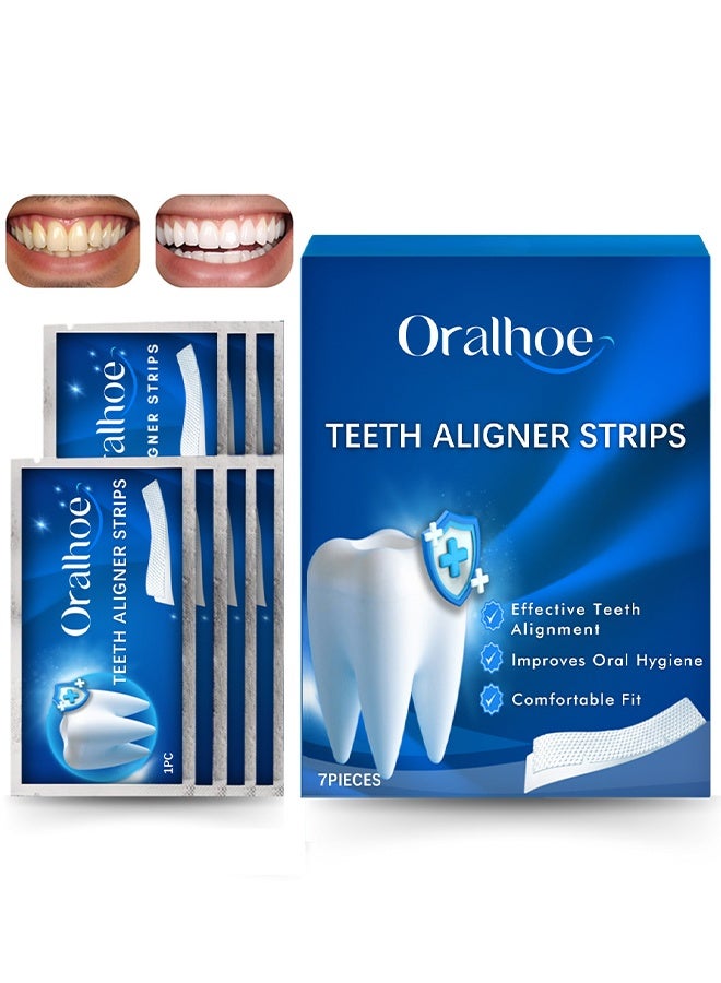 ORALHOE Teeth Aligner Strips, Teeth Whitening Strips, For Reduce Teeth Sensitive, Teeth Whitener Clean Teeth Safely, Effectively Remove Coffee, Tobacco Stains, Professional And Safe White Strips (7 Pieces) - Image 1
