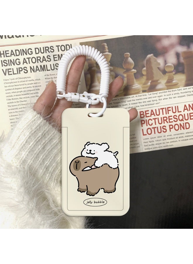 NIBEMINENT 1 - Piece Kapibala Puppy Kpop Photo Card Holder Pendant Key Chain ID Badge Holder ID Card Holder Photo Card Protector for School ID Office ID Access Card for Women Girls