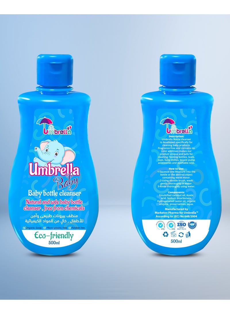 امبريلا منظف الزجاجات والحلمات 500 ملليلتر + فرشاة الزجاجات - Image 1