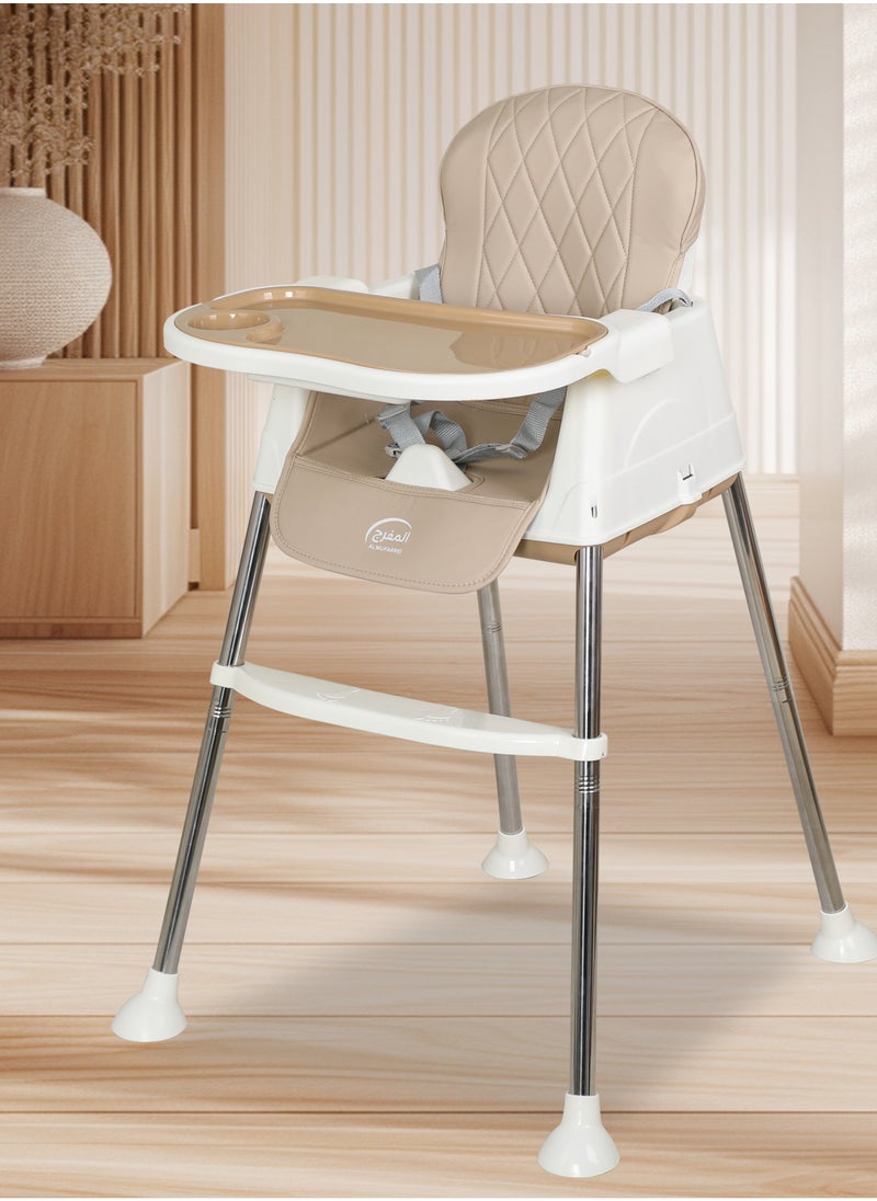 ALMUFARREJ 3 in 1 Baby High Chair Adjustable Convertible Baby High Chairs for Babies and Toddlers Compact Light Weight Portable Easy to Clean Beige  - Image 3