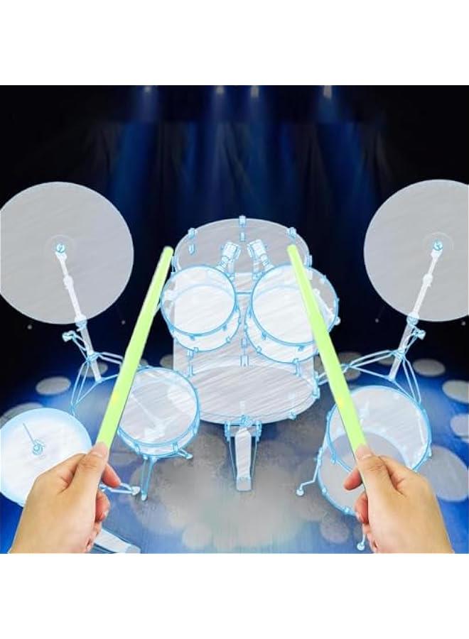 Electric Air Drum Set, Virtual Drumsticks Set, RGB Portable 3D Motion Sensing Air Drum Kit with Drumsticks Pedals Bluetooth & 8 Sounds for Adults Kids Percussion Accessories  - Image 3