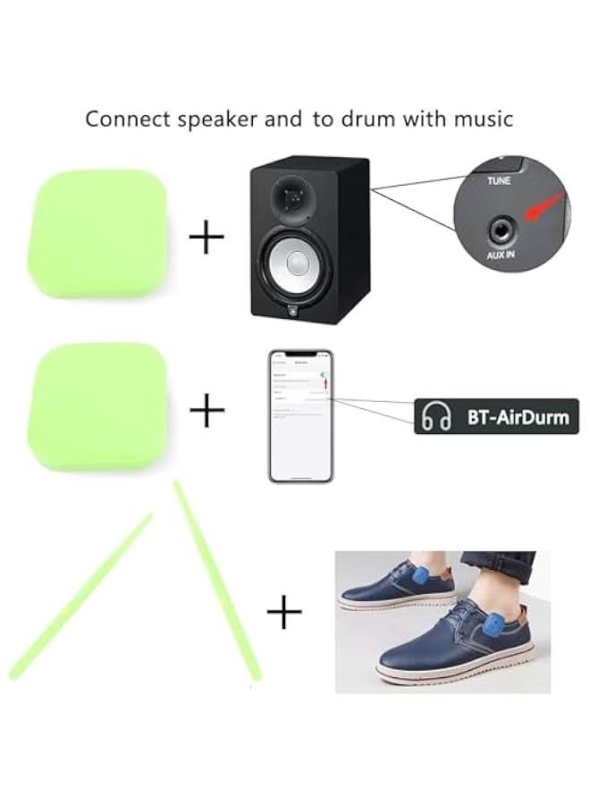 Electric Air Drum Set, Virtual Drumsticks Set, RGB Portable 3D Motion Sensing Air Drum Kit with Drumsticks Pedals Bluetooth & 8 Sounds for Adults Kids Percussion Accessories  - Image 4