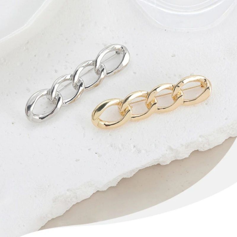 Detachable, No-Sew, No-Drill Waist-Cinching Pin — Versatile Alloy Chain Button & Brooch/Silver - Image 4